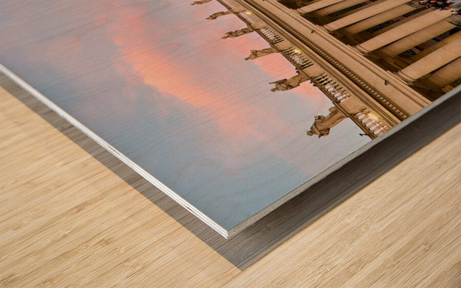 Rome Lazio Italy. Saint Peters Square at dusk. The fountain by Bernini Wood print