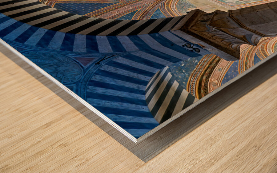 San Gimignano. Tuscany. Italy. The interior of the Collegiata di Santa Maria Assunta. Duomo Cathedral Wood print