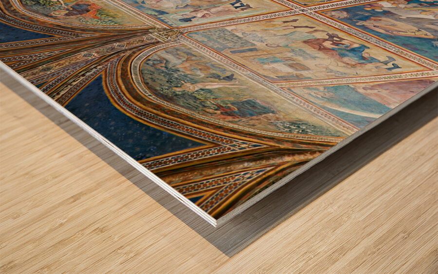 San Gimignano. Tuscany. Italy. The interior of the Collegiata di Santa Maria Assunta. Duomo Cathedral Wood print