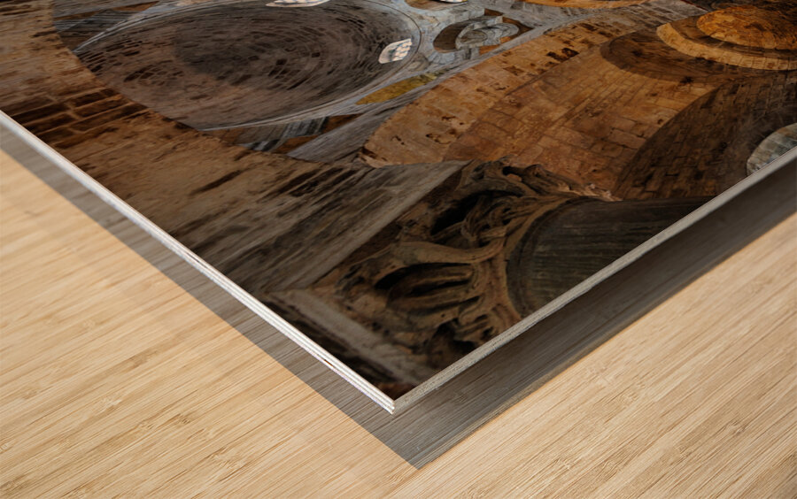 Interior View of the Central Aisle Domes of the Cappella di San Cataldo in Palermo Italy Wood print