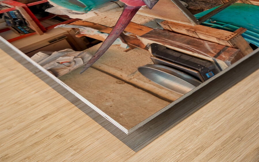 Piscaria the street daily market in Catania Sicily Italy. Fresh fish meat vegetables Wood print