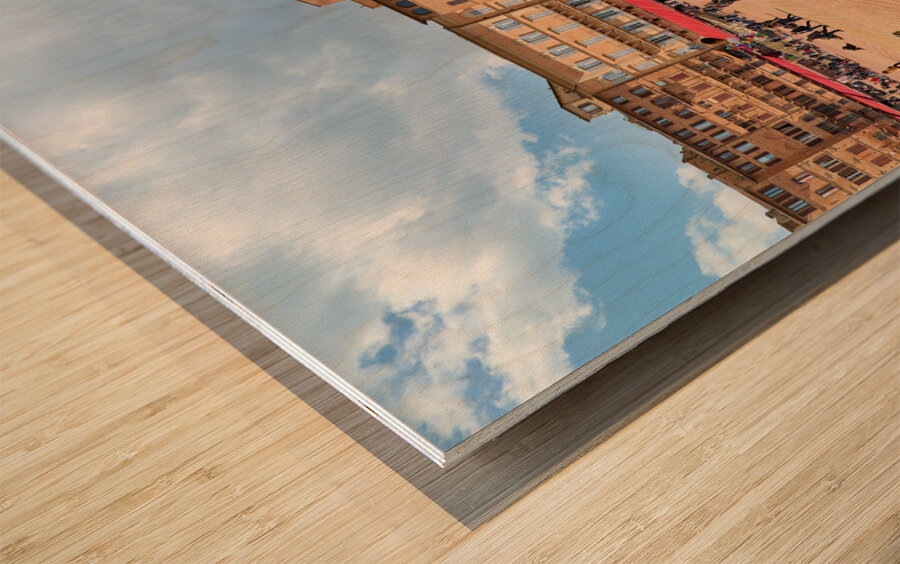 Siena Tuscany Italy. Restaurants in Piazza del Campo Wood print