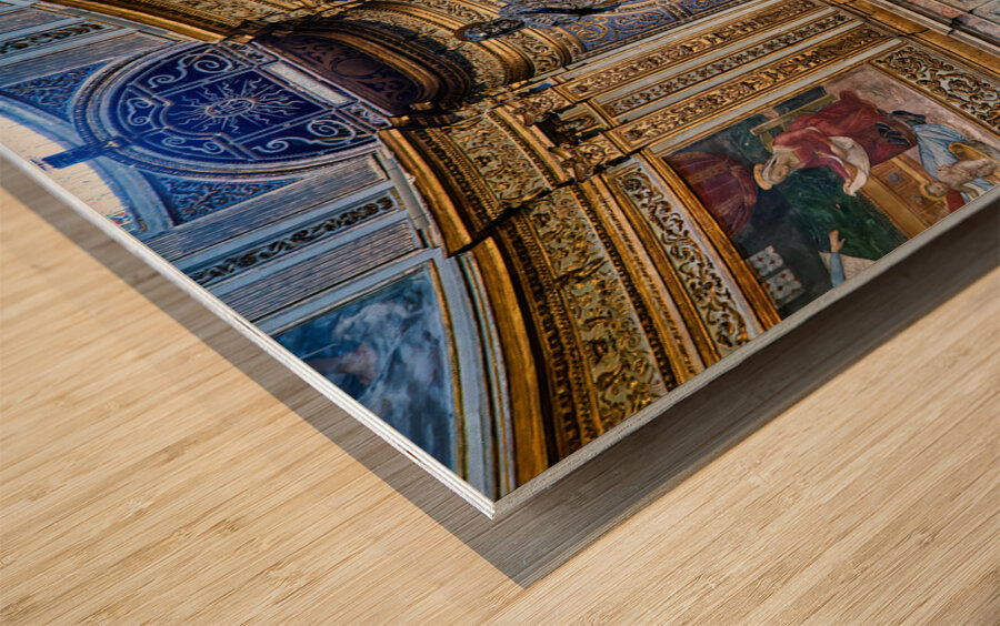 Siena Tuscany Italy. The Cathedral. Statue of San Giovanni Battista by Donatello di Siena Wood print