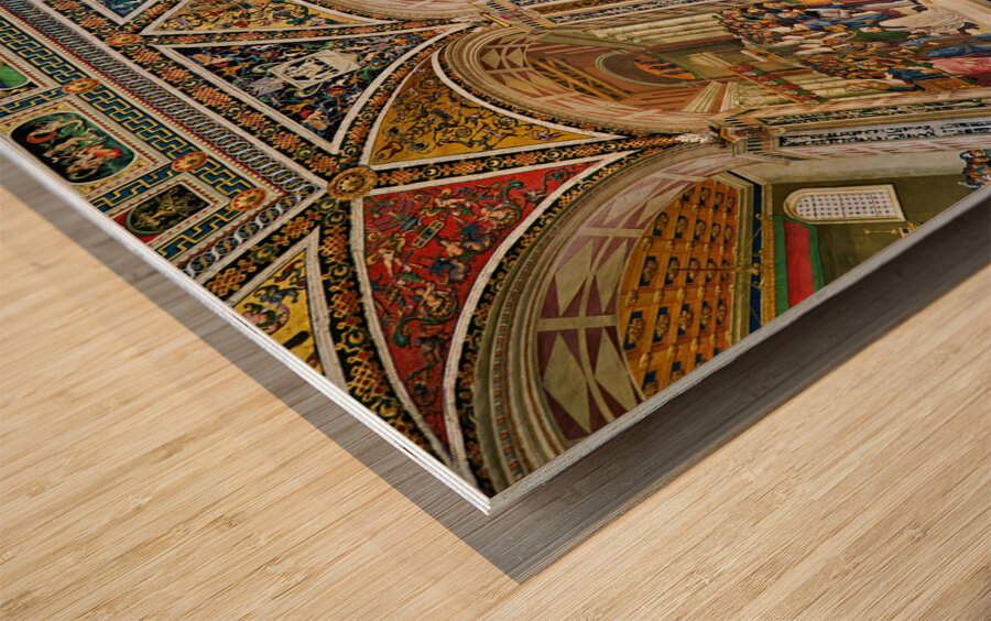 Siena Tuscany Italy. The Cathedral. Piccolomini Library with frescoes by Pinturicchio Wood print