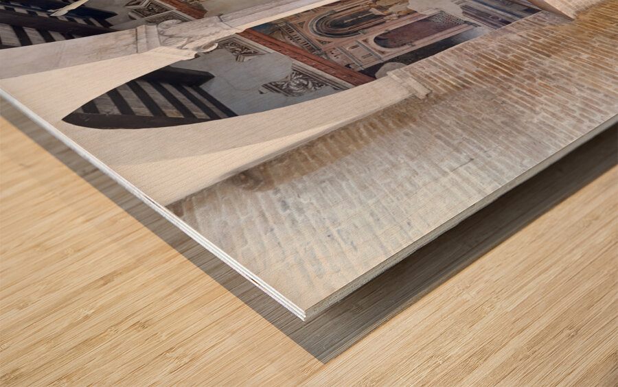 Foligno Umbria Italy. Frescoes at Trinci Palace Palazzo Trinci a patrician residence and museum. Wood print