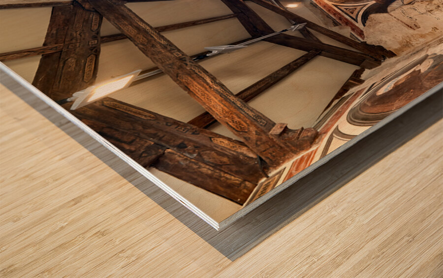 Foligno Umbria Italy. Frescoes at Trinci Palace Palazzo Trinci a patrician residence and museum. Wood print