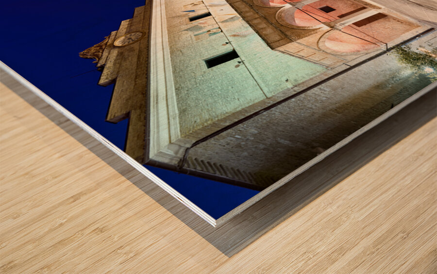 Montefalco Umbria Italy. Piazza del Comune at sunset Wood print
