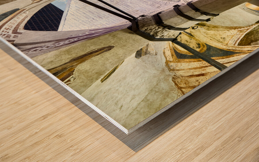 Foligno Umbria Italy. Frescoes at Trinci Palace Palazzo Trinci a patrician residence and museum. Wood print