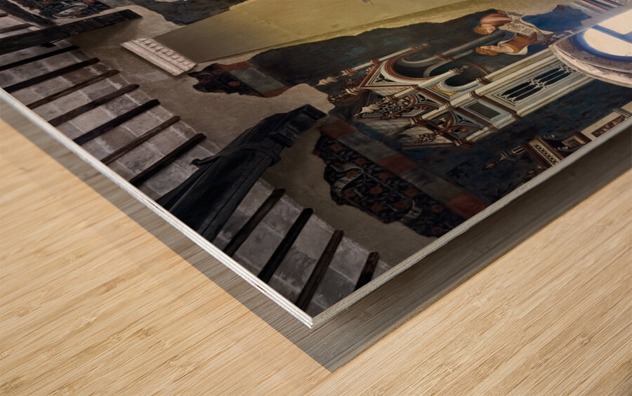 Foligno Umbria Italy. Frescoes at Trinci Palace Palazzo Trinci a patrician residence and museum. Wood print