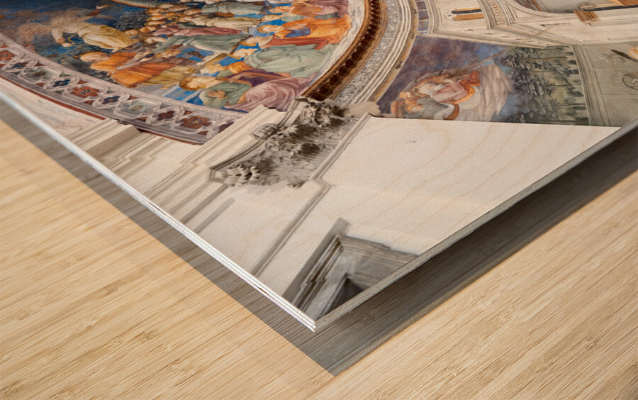 Spoleto Umbria Italy. The interior of the Cathedral. The frescoed apse by Filippo Lippi Wood print