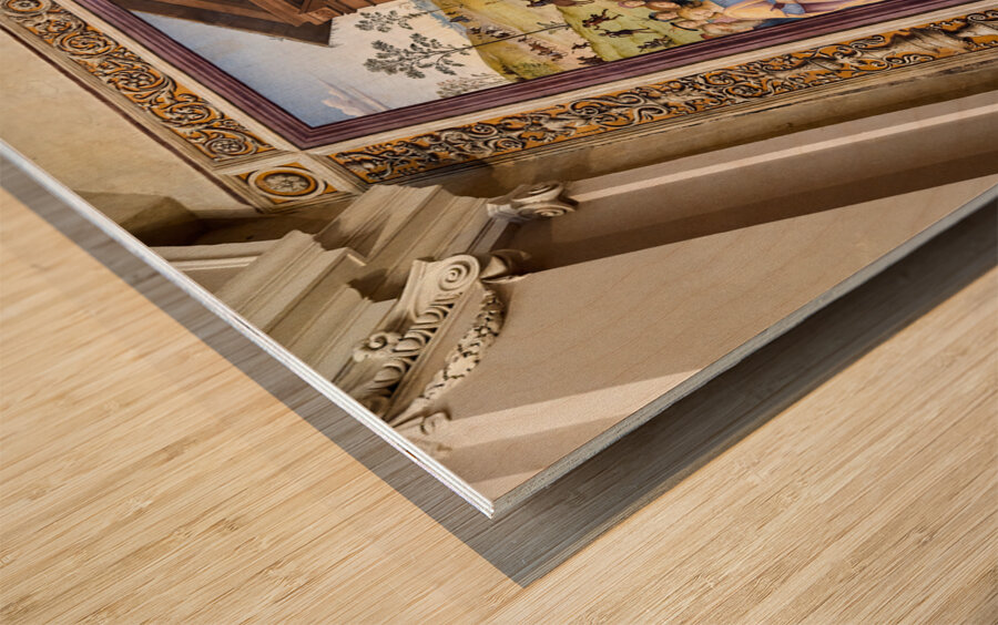 Città della Pieve Umbria Italy. Santa Maria dei Bianchi church. Adoration of the Magi fresco by Perugino Wood print