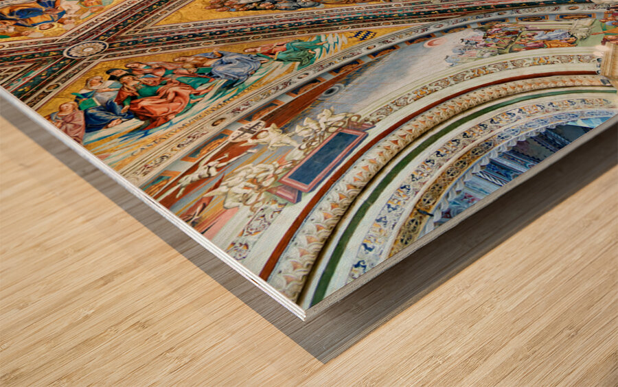 Orvieto Umbria Italy. The vault of the chapel of the Madonna di San Brizio frescoed by Fra Angelico and Benozzo Gozzoli Wood print