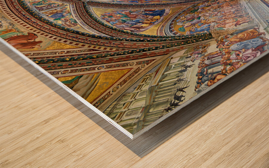 Orvieto Umbria Italy. The chapel of the Madonna di San Brizio frescoed by Fra Angelico Benozzo Gozzoli and Luca Signorelli Wood print