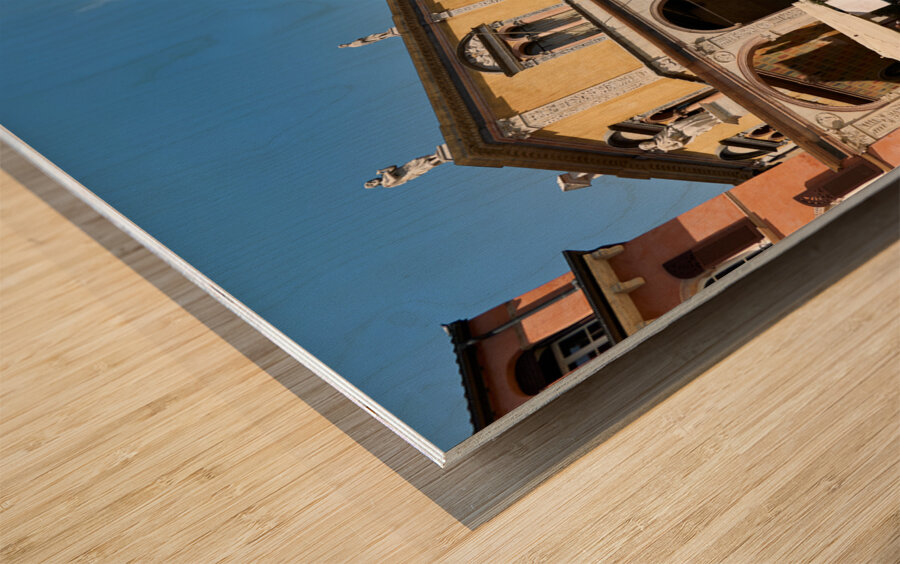 Verona Veneto Italy. Piazza dei Signori with the monument to Dante Wood print