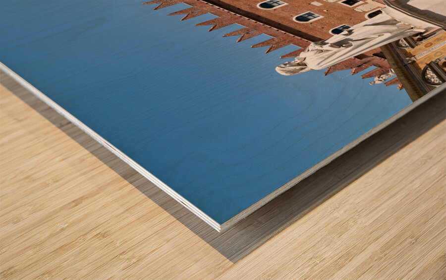 Verona Veneto Italy. Piazza dei Signori with the monument to Dante Wood print