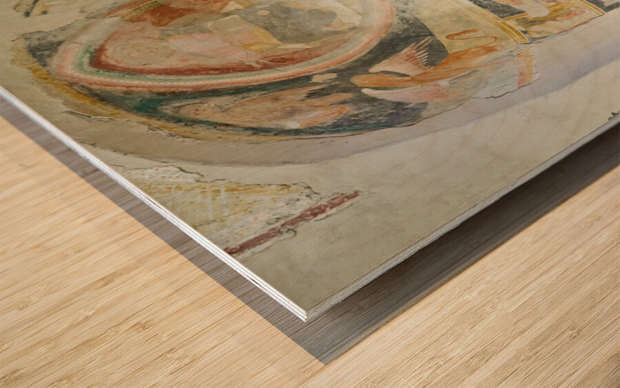 Verona Veneto Italy. The Basilica of San Zeno. The statue of smiling San Zeno Wood print