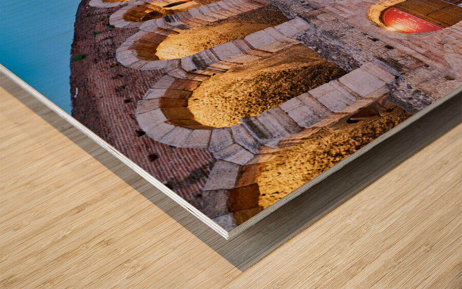 Verona Veneto Italy. The Verona Arena - Roman Amphitheatre and the Town Hall Wood print