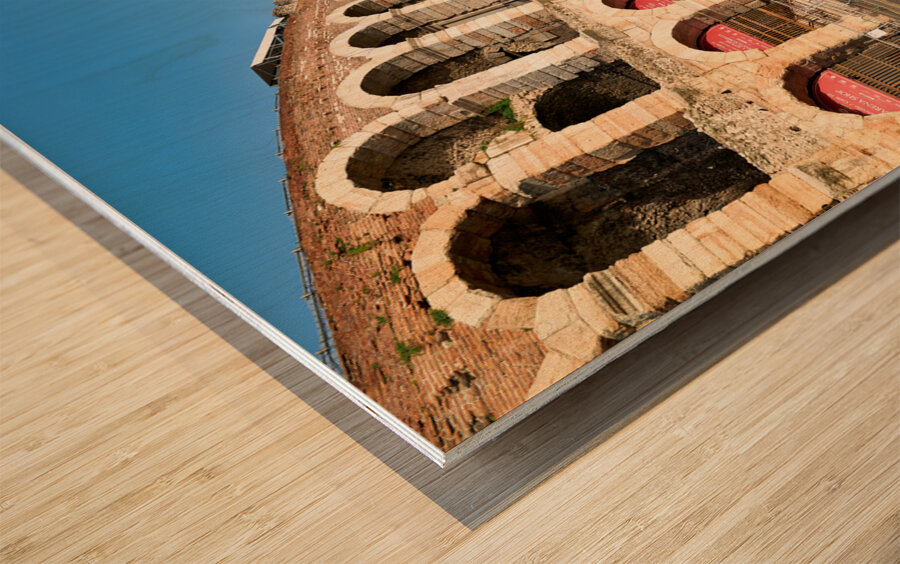 Verona Veneto Italy. The Verona Arena - Roman Amphitheatre and the Town Hall Wood print