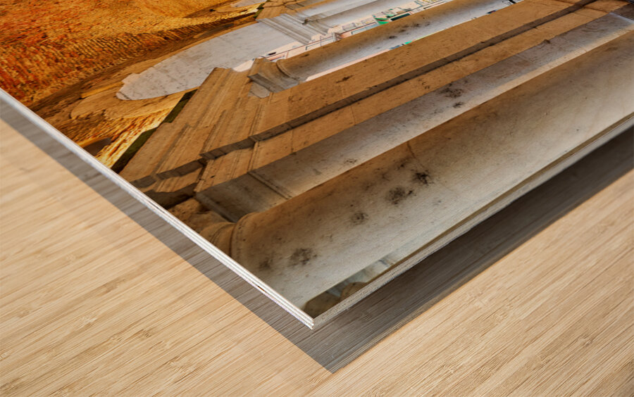 Medieval arcade in Piazza dei Signori. Vicenza Veneto Italy Wood print