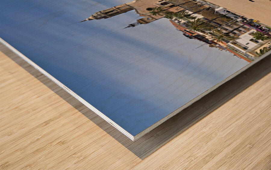 Sitges Catalunya Spain. Panorama view from the beach Wood print