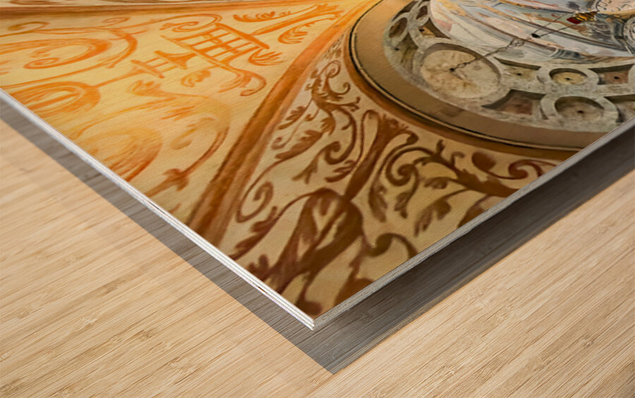 Interior of Santa Maria alla Fontana church in Milan Italy with ornate frescoes and altar Wood print