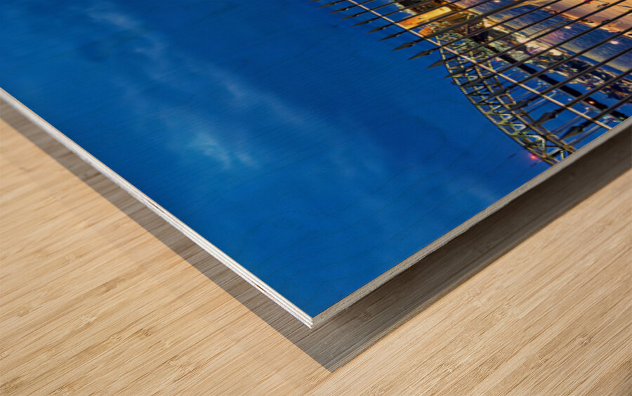 Sydney Opera House and Harbour Bridge at dusk. Wood print