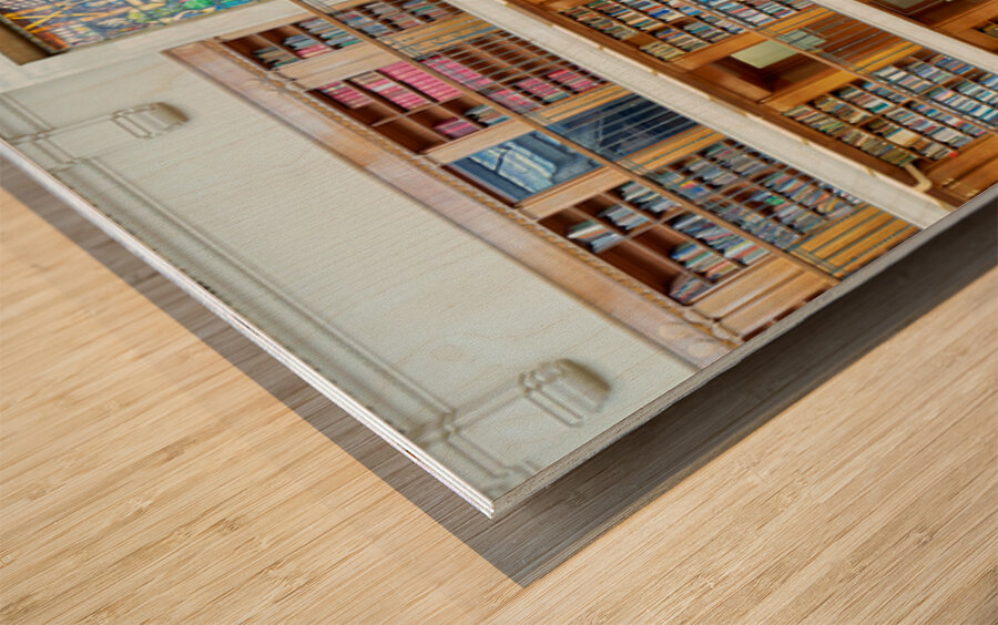 Studying in the grand Mitchell Library in Sydney Australia Wood print