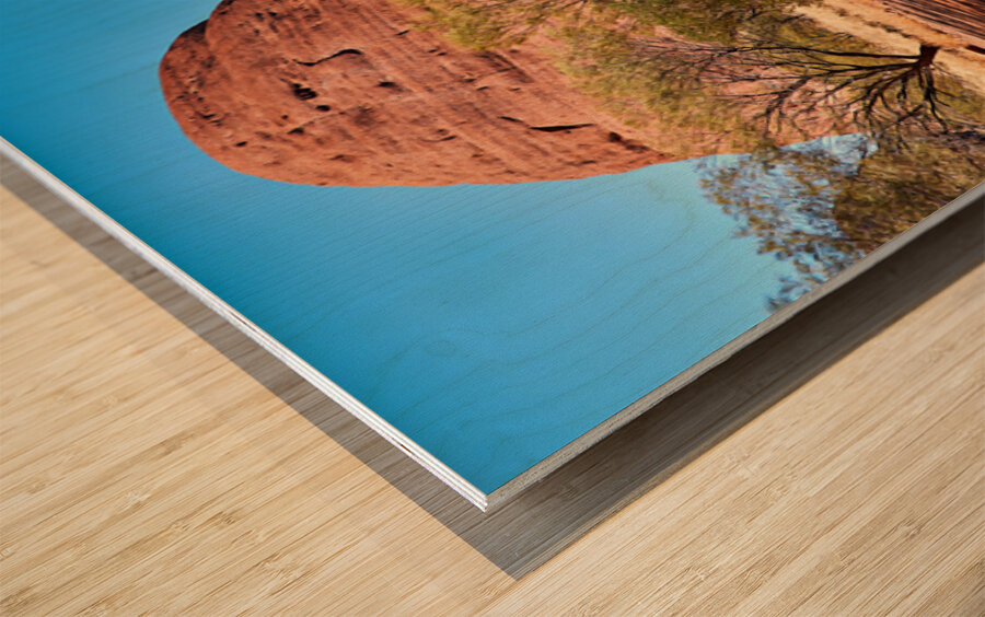 Sacred area sign in front of Kata Tjuta domes Australia. Wood Print 2