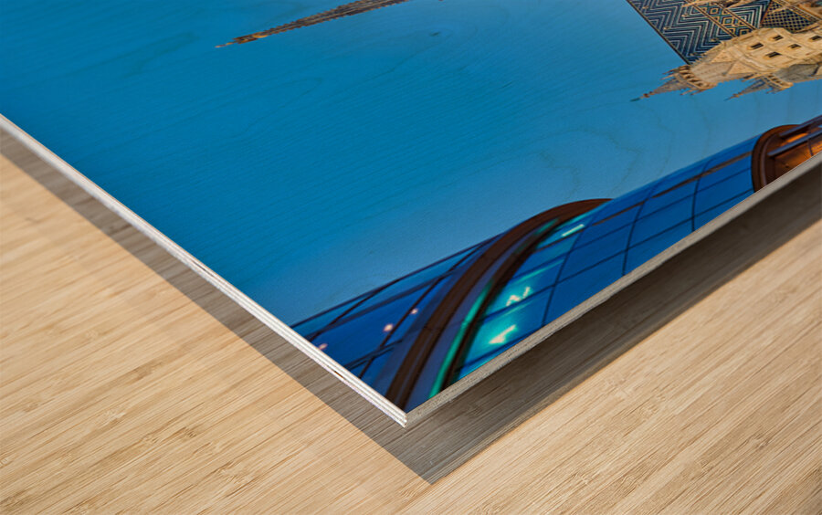 St. Stephens Cathedral at dusk in bustling Vienna. Wood print