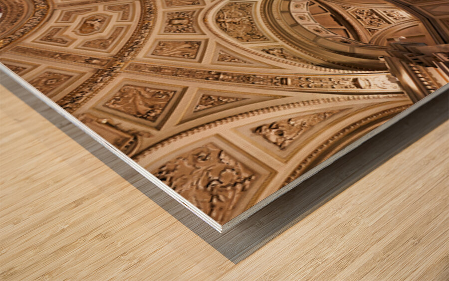 Ornate domed museum interior with grand architecture. Wood print