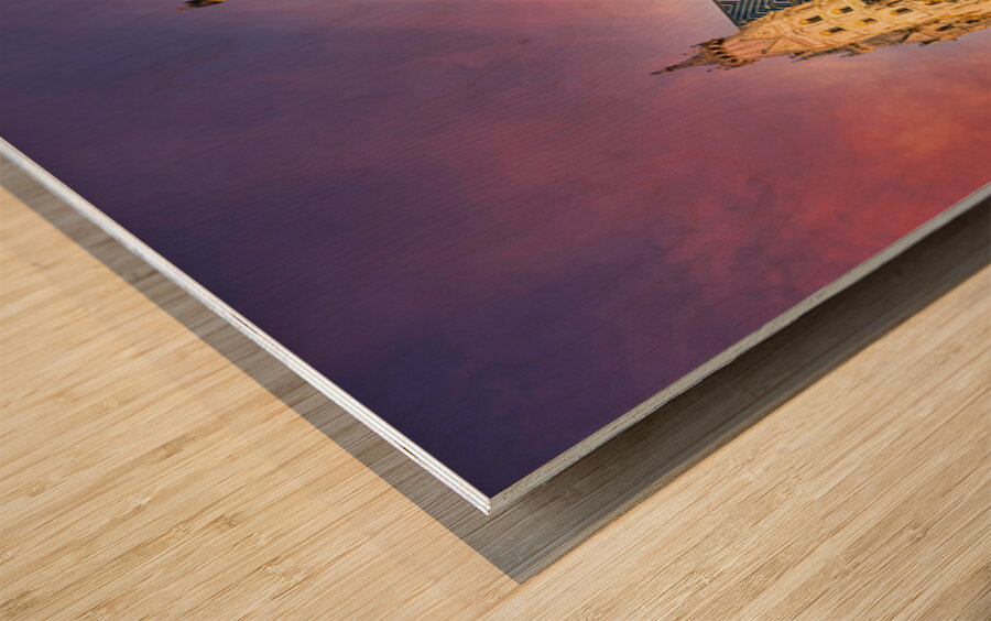 St. Stephens Cathedral Vienna at vibrant sunset. Wood print