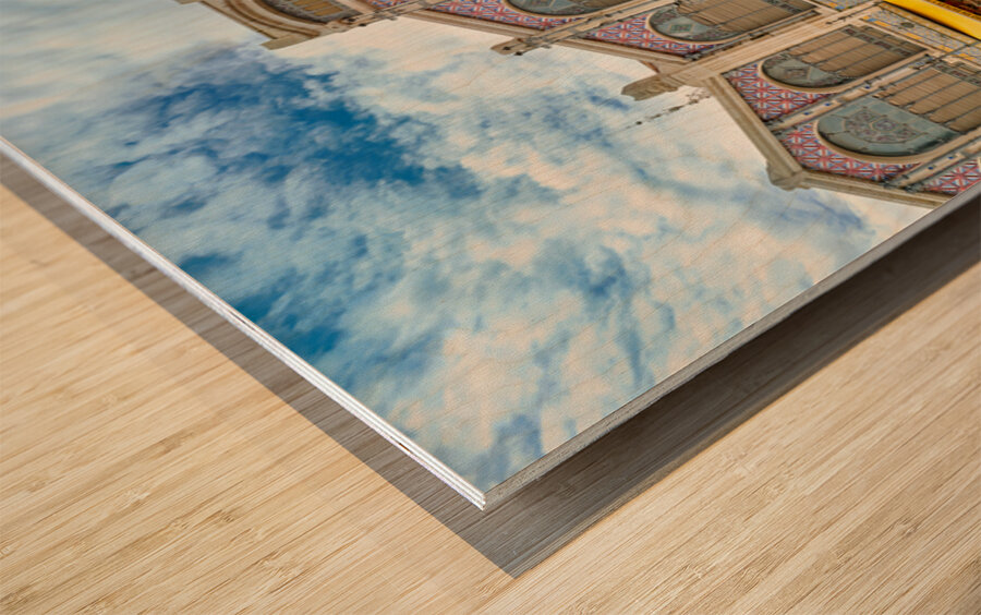 Visit to Central Market in Valencia Spain with many people aroun Wood print