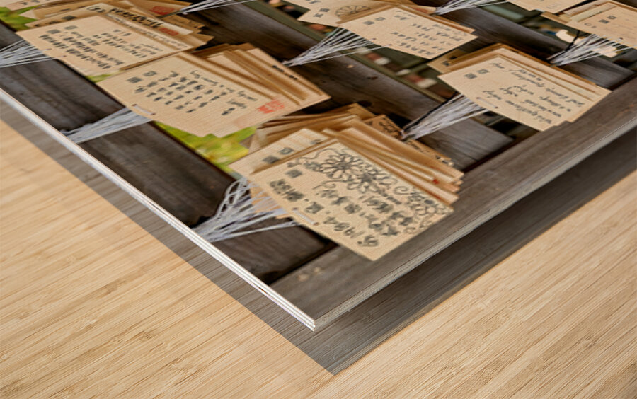 Wishes and invocations at Meiji Jingu Shrine in Tokyo Wood print
