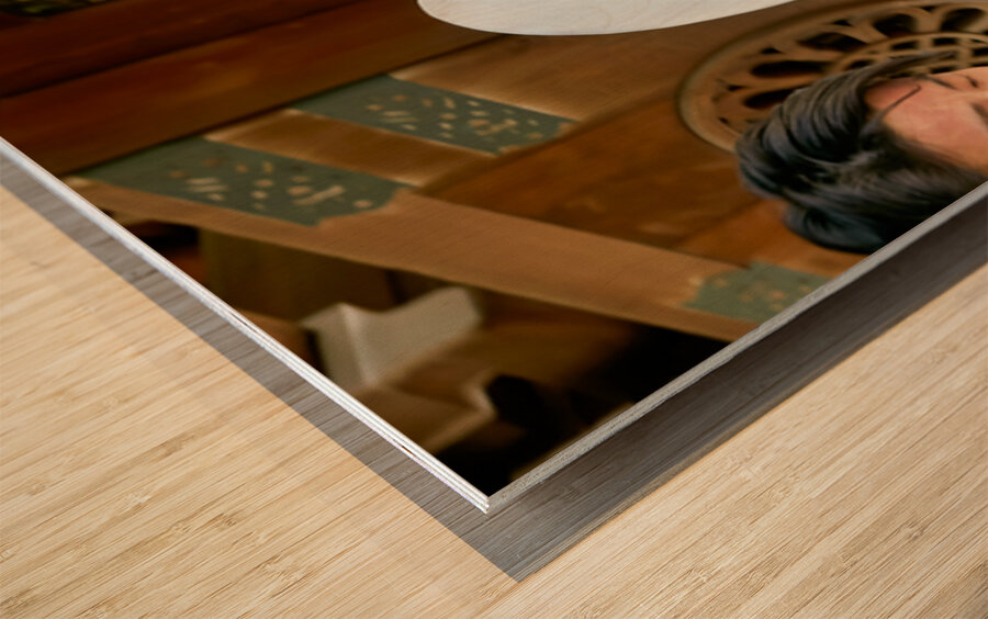 Traditional wedding ceremony at Meiji Jingu Shinto shrine in Tok Wood print