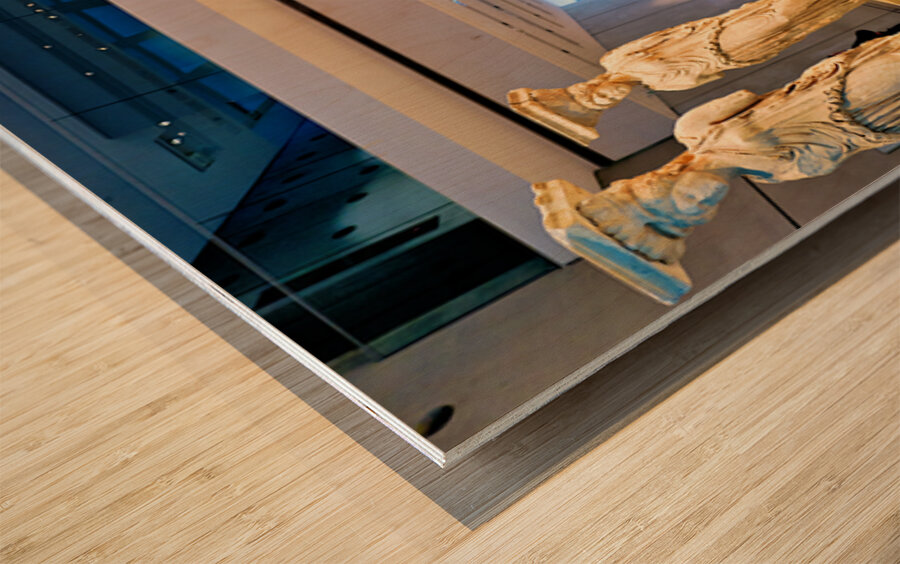 Caryatids on display at the Acropolis Museum in Athens Greece Wood print