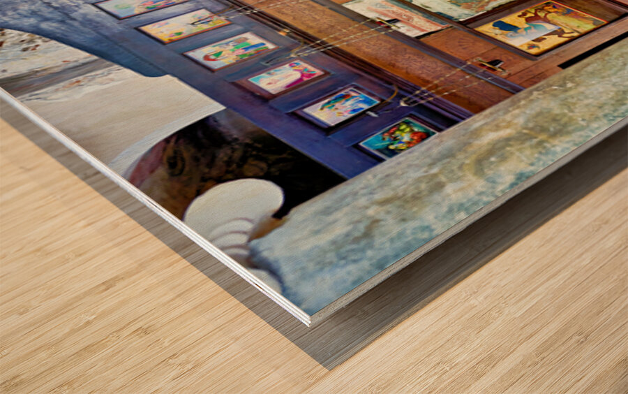 Old church interior with icons and altar in quiet setting Wood print