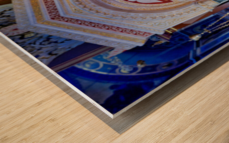 Candles in the Mitropolis Cathedral in Athens Greece show light Wood print