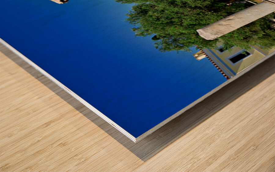 Roman Agora site shows ancient columns and ruins in Athens Greec Wood print