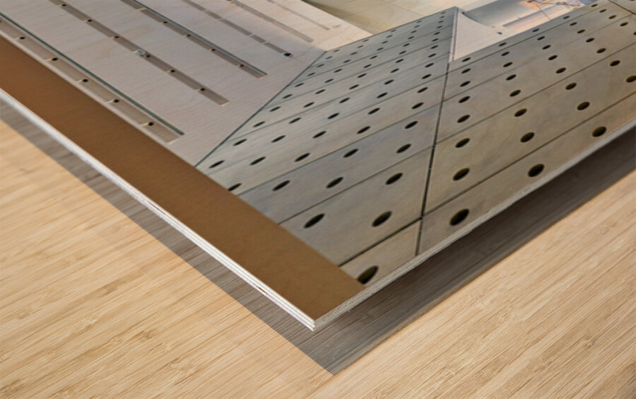 People walk around the Acropolis Museum in Athens Greece Wood print