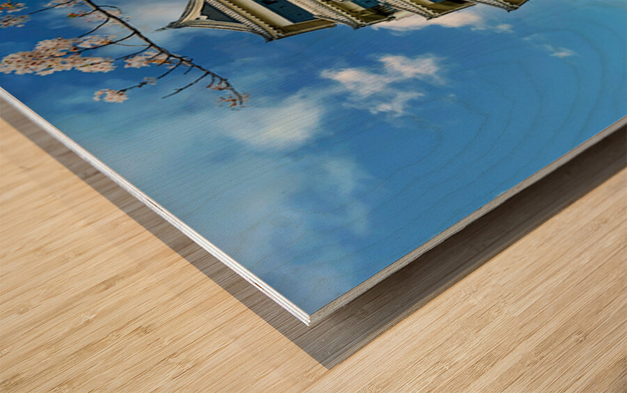Matsumoto Castle during cherry blossom season in Japan Wood print