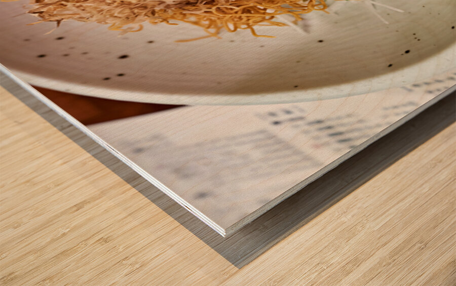 Enjoying traditional Japanese cuisine in Kyoto with fresh ingred Wood print