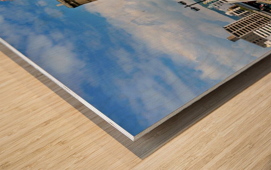 Hiroshima Peace Memorial Genbaku Dome and surrounding area in Ja Wood print