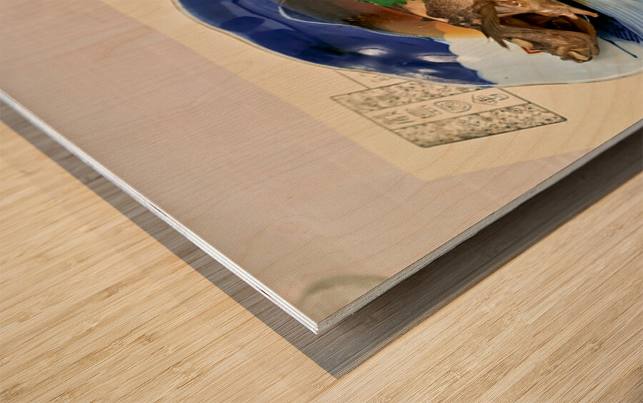 Enjoying traditional Japanese cuisine at a restaurant in Miyajim Wood print