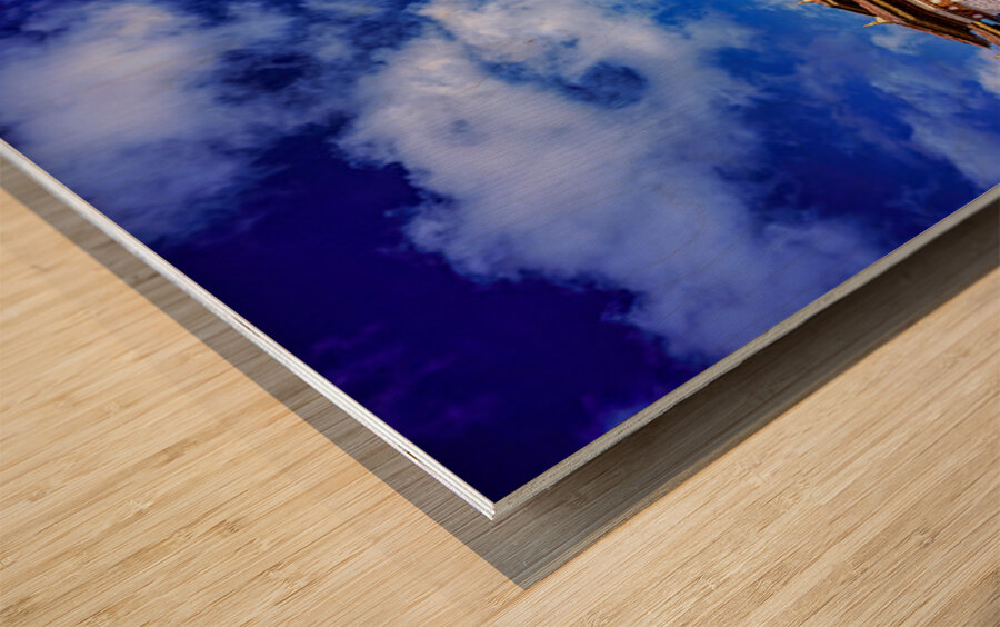 Traditional Bhutanese chortens on a green hill blue sky. Wood print