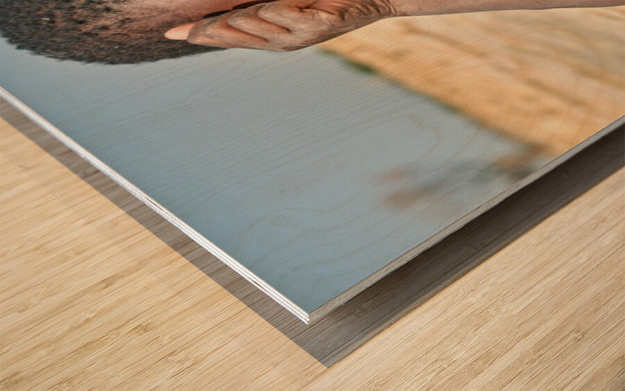 Joyful boy in Kavango Region playing in Namibia Wood print