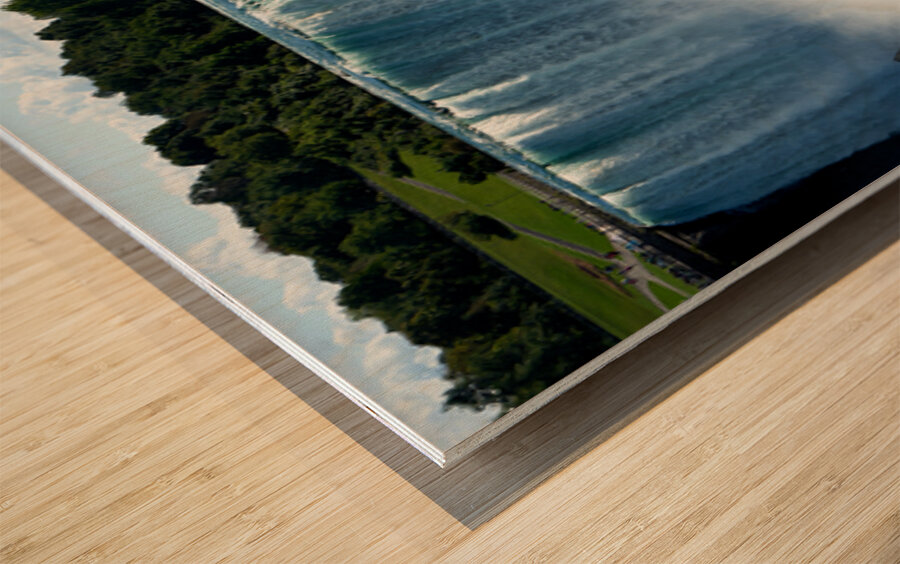 Maid of the Mist boat with tourists at Niagara Falls. Wood print