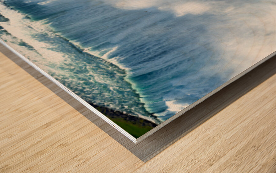 Tourists on a boat near Niagara Falls. Wood print