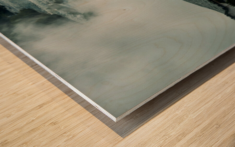 Niagara Falls with powerful water mist and surrounding park. Wood print