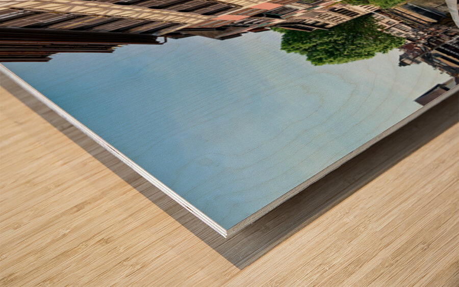 Timber houses by the canal in Strasbourgs Petit France district Wood print