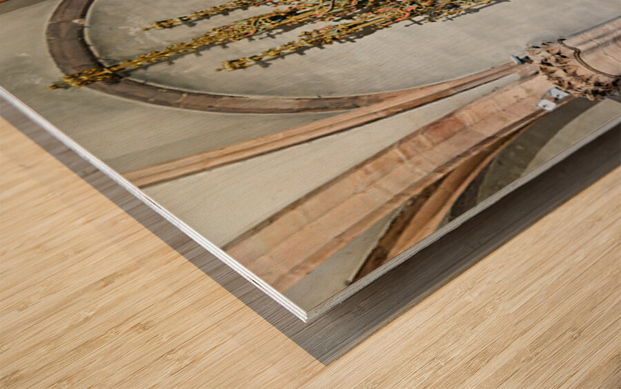 Detailed woodcarving shows religious events in St. Martin Church Wood print